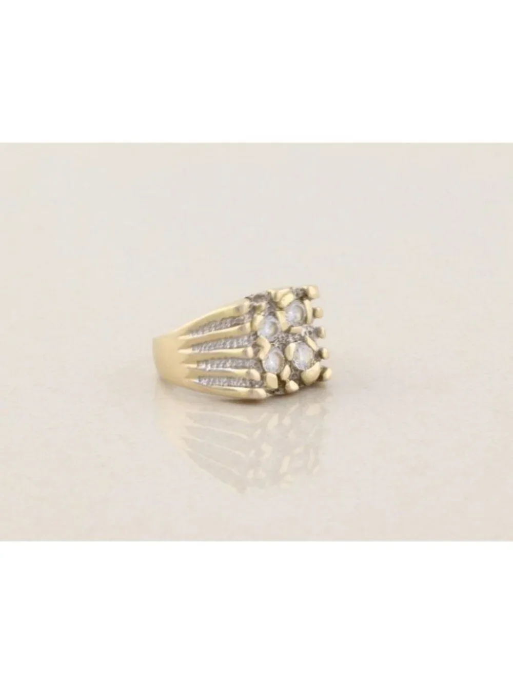 Men's 18k Gold Plate Over Sterling Silver Cubic Zirconia Nugget Ring Size 13 1/4